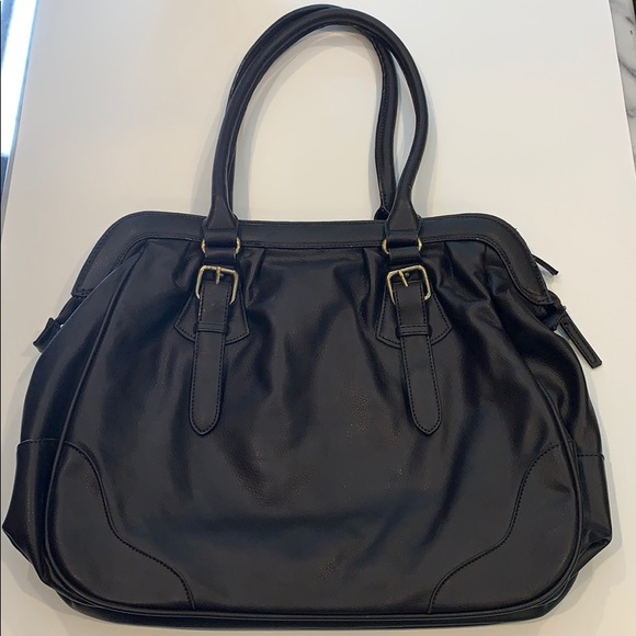 Large Dark Brown Faux Leather Smooth Handbag - Picture 1 of 5